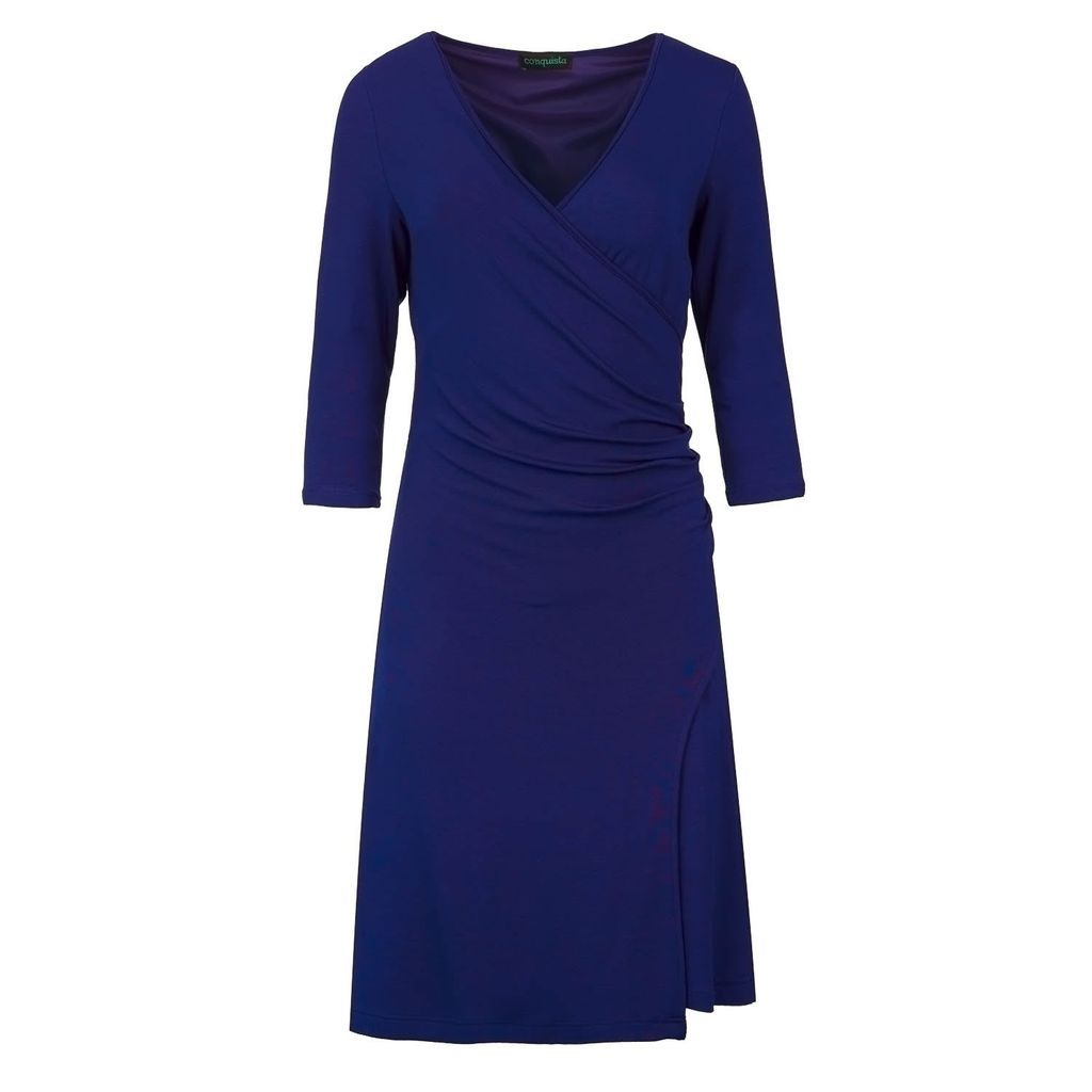 Women's Electric Blue Faux Wrap Dress In Sustainable Fabric Extra Small Conquista