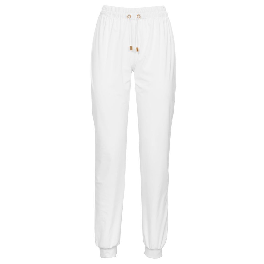Women's Elegant Sweat Pants With Golden Details In White Extra Small ANTONINIAS