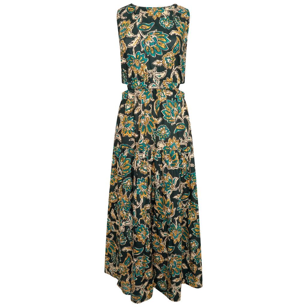 Women's Elise Blue Floral Cut Out Midi Dress Extra Small LAtelier London