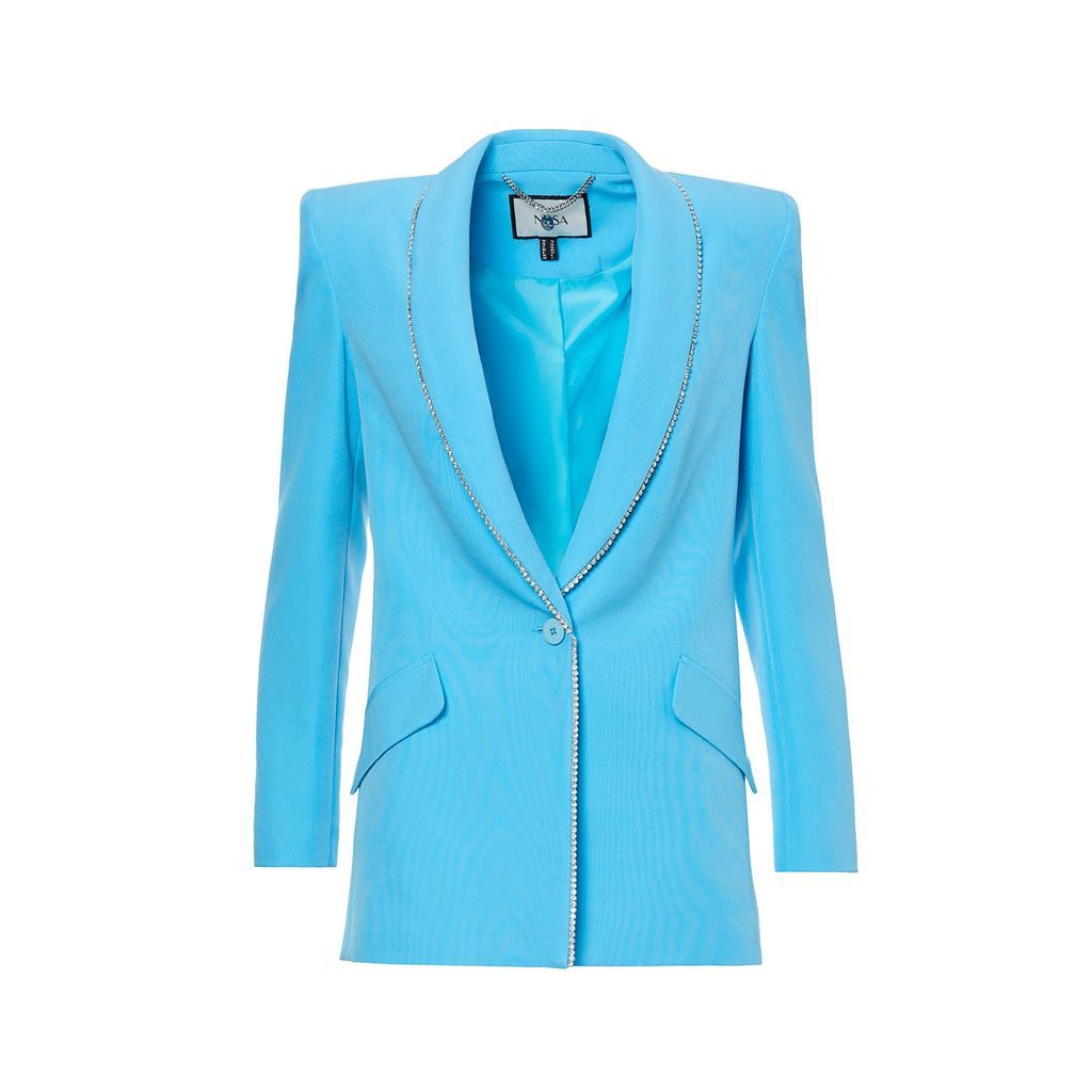 Women's Embellished Trim-Detail Blazer Blue Xxs Nissa