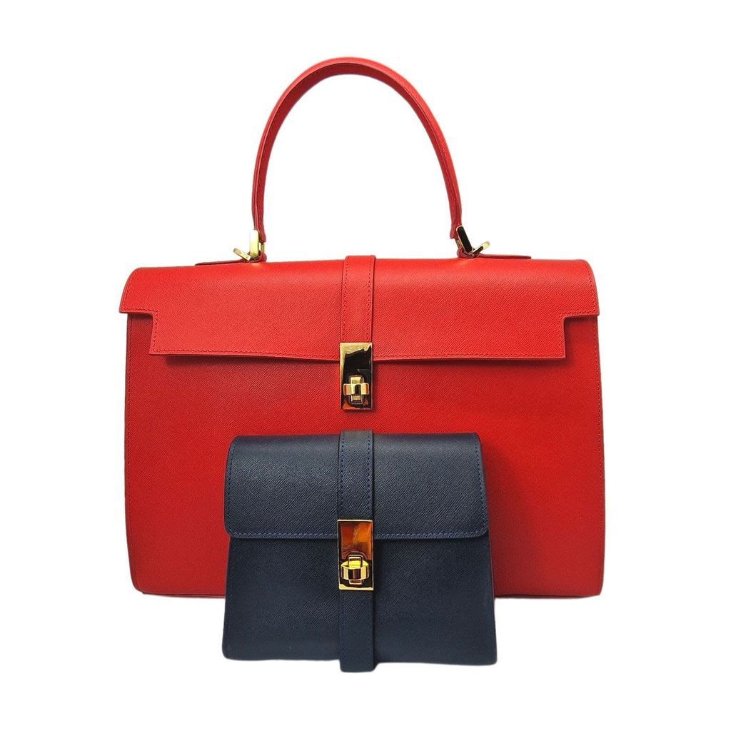 Women's Ethereal Double Dose Bag In Saffiano Calf Leather - Red & Blue Tote London
