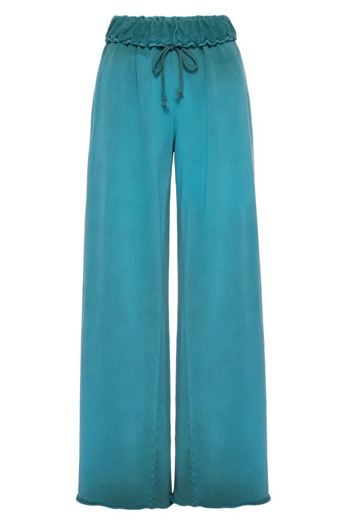 Women's Exposed Waist Flare Joggers - Washed Jade Extra Small Vintage Souls INC