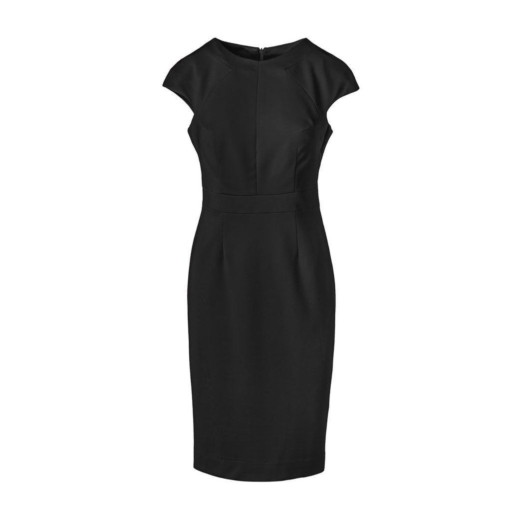 Women's Fitted Black Dress With Cap Sleeves By Conquista Fashion S