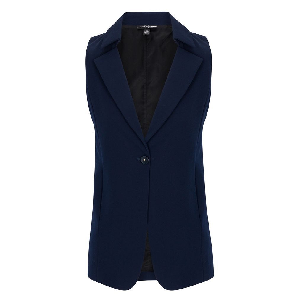 Women's Fitted Long Vest - Navy Extra Small Farinaz