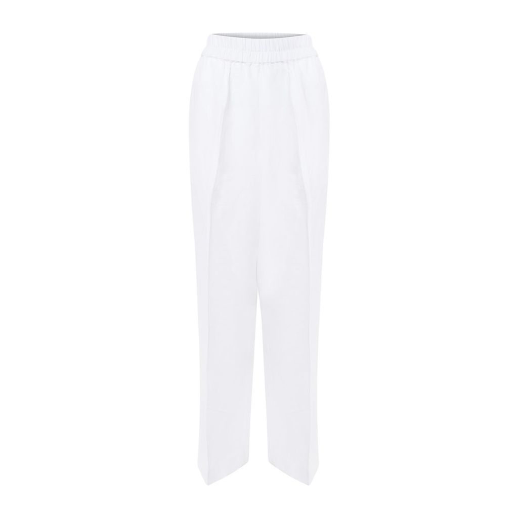 Women's Flossie Pull On Straight Leg Linen Pants - White Xxs Winifred Mills