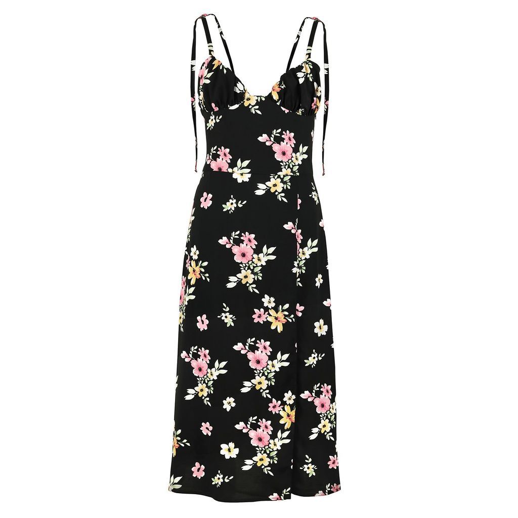 Women's Flower Power Midi Summer Dress In Black Xxs blonde gone rogue