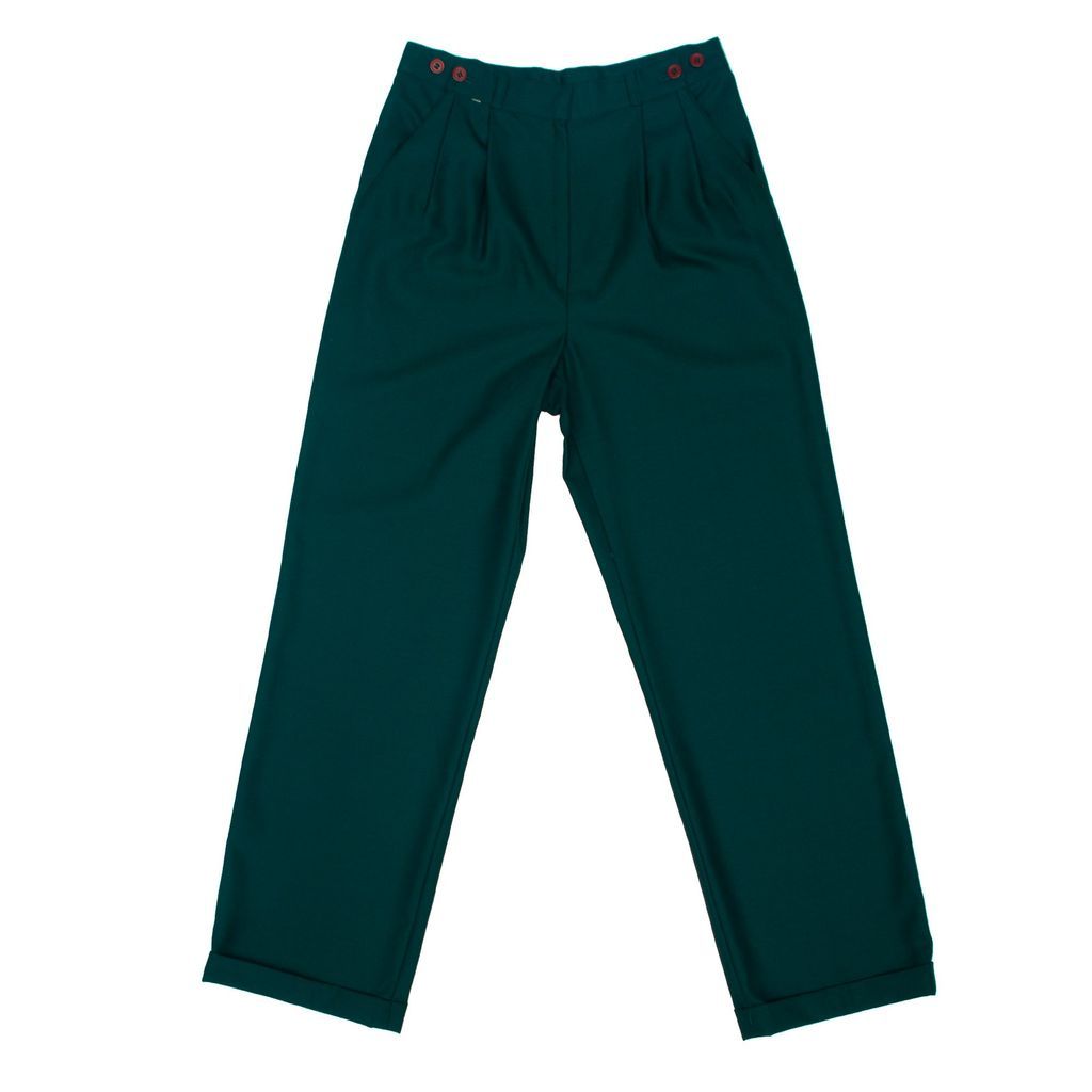Women's Forest Green High-Waisted Vintage Trousers 28