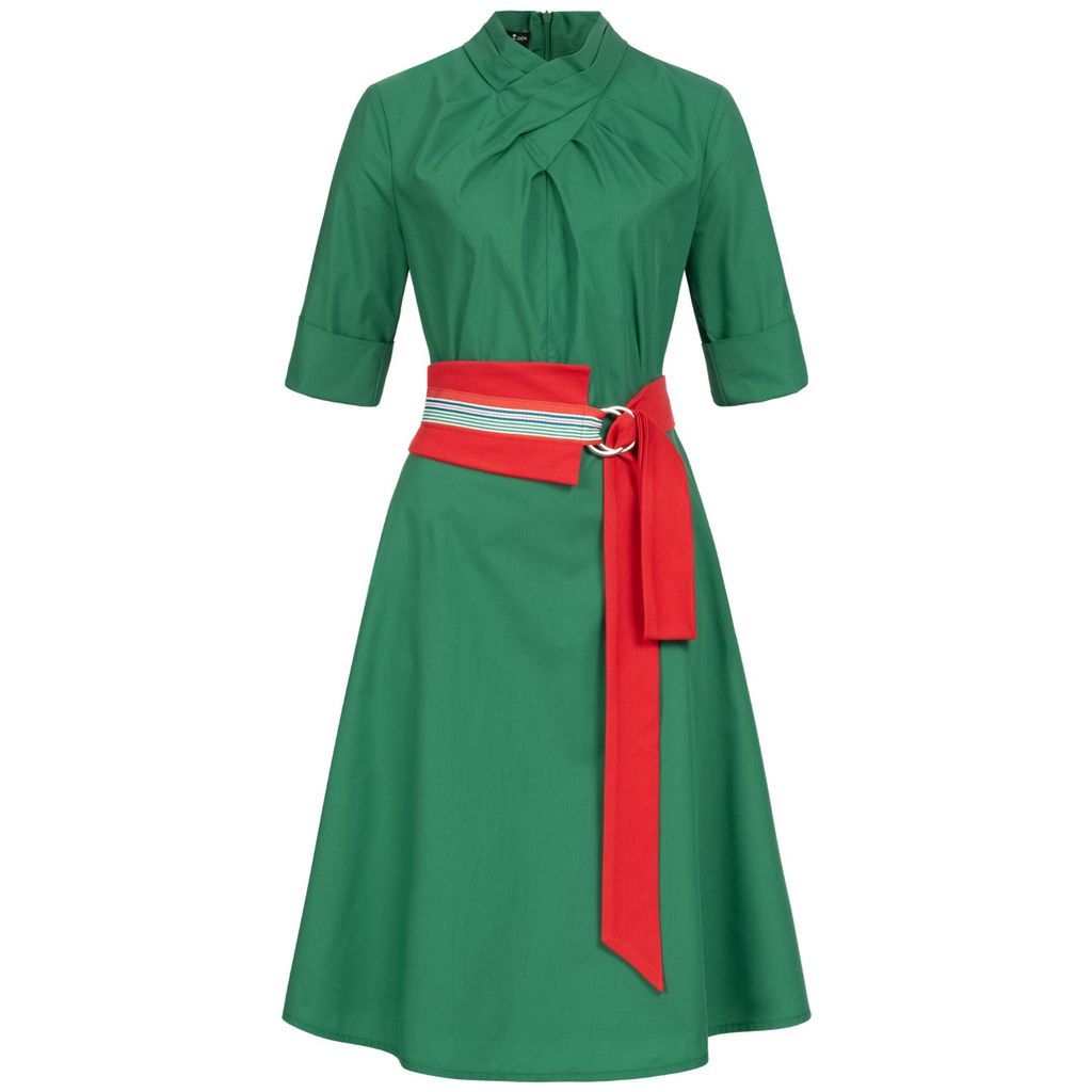Women's Franchesca Dress Green With Two Belts Extra Small Marianna Déri