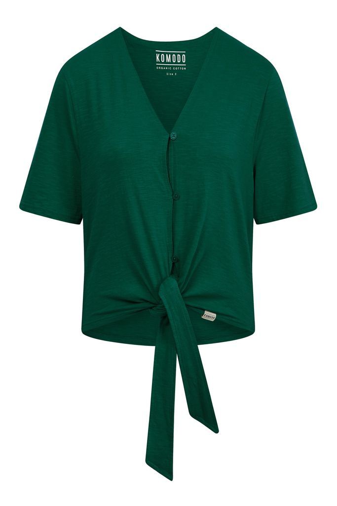Women's Freesia Tie Top Gots Organic Cotton - Teal Green Extra Small KOMODO