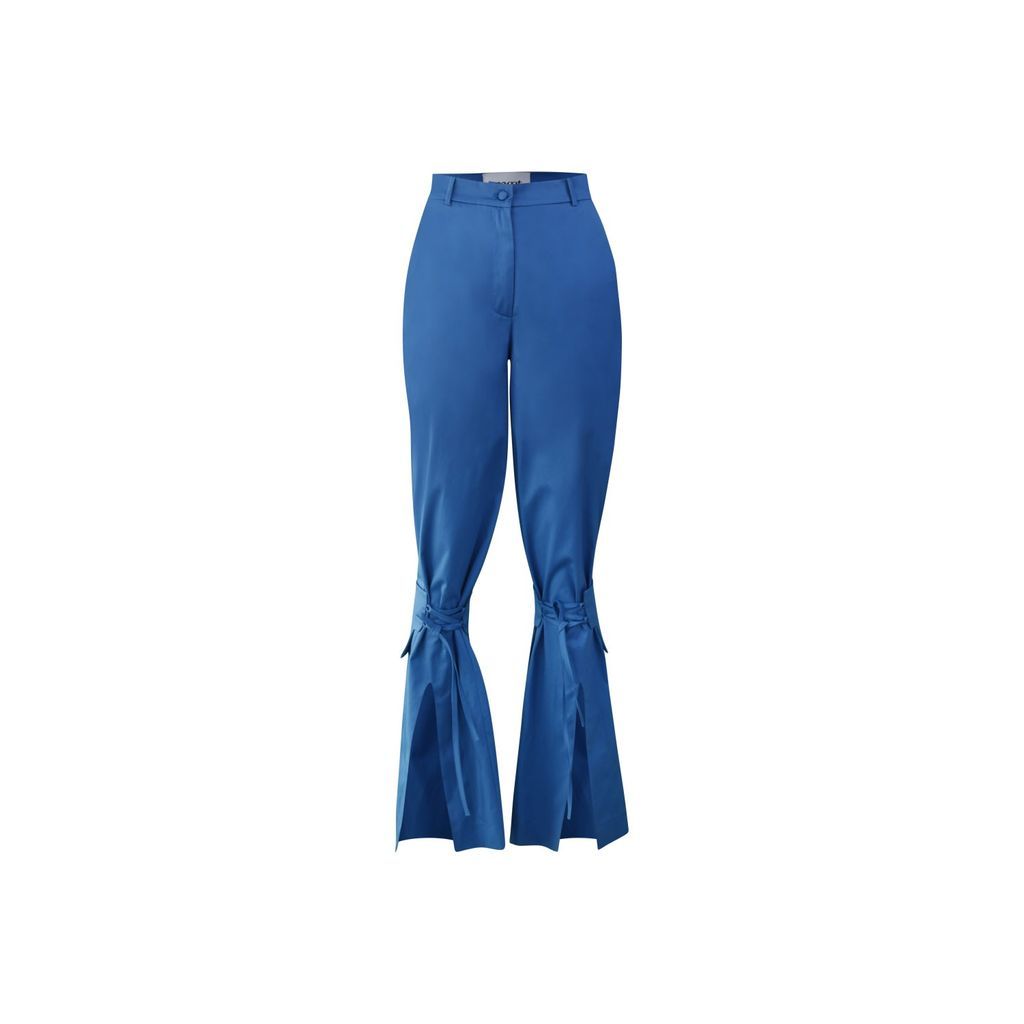 Women's Frenki High Waisted Tie Ankle Wide-Leg Trousers - Blue Extra Small MAET