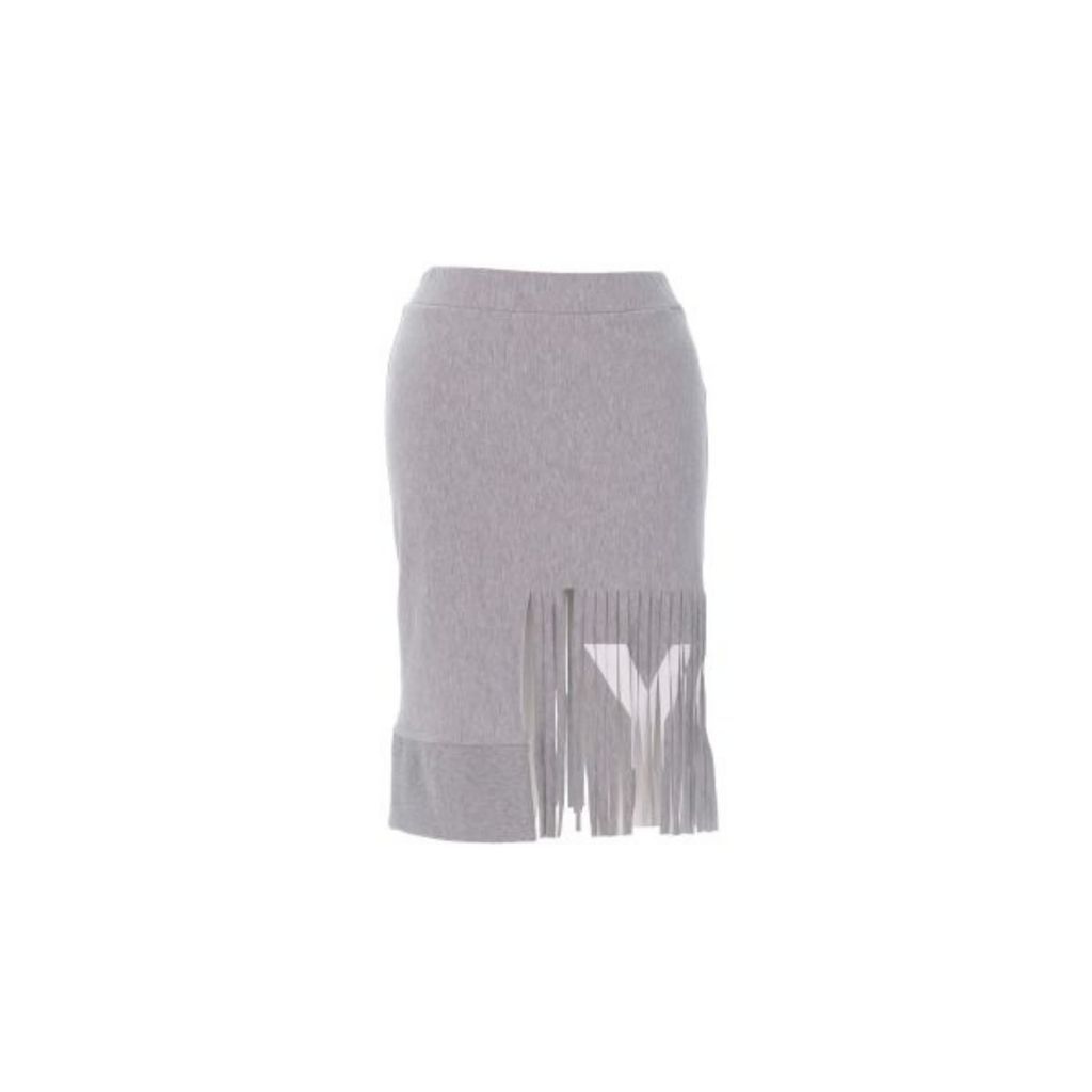Women's Fringed And You Printed Skirt In Grey S/M