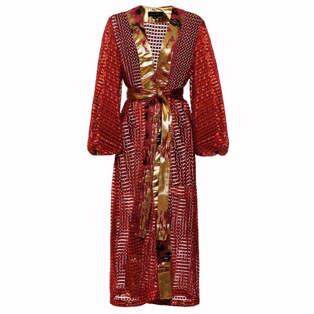 Women's Gold / Red Ayaan Duster Large KAHINDO
