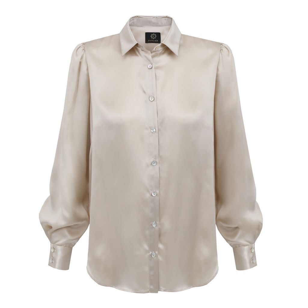 Women's Gold Classic Silk Shirt Beige S/M Entelier