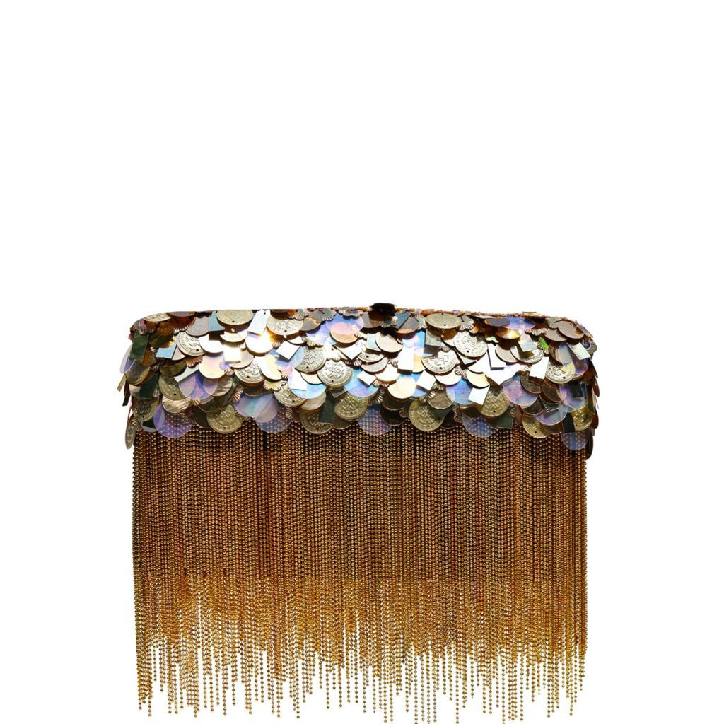 Women's Gold Shimmy Ombre Clutch Simitri