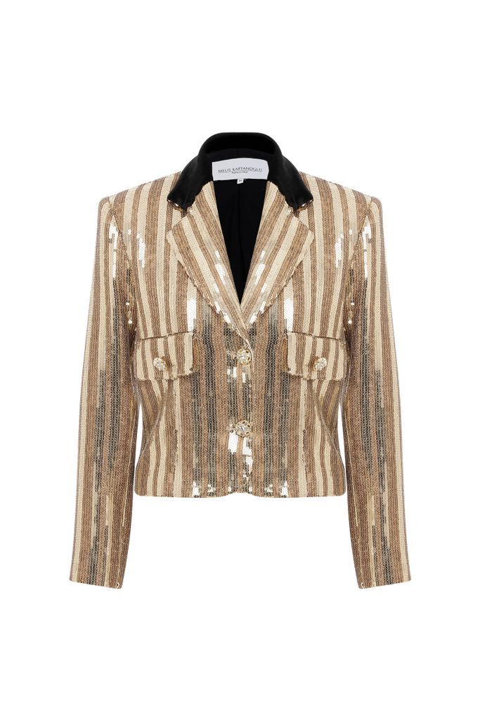 Women's Gold Waterfall Jacket Small Melis Kaptanoglu