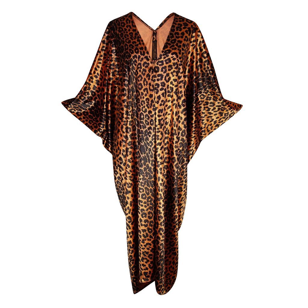 Women's Golden Leopard Caftan Kaftan Dress One Size Jennafer Grace