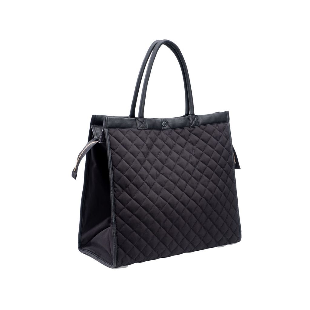 Women's Goose-Down Hand Bag - Quilted Hi-Tech Fabric - Pearl Black - Max Sax One Size Yvette LIBBY N'guyen Paris