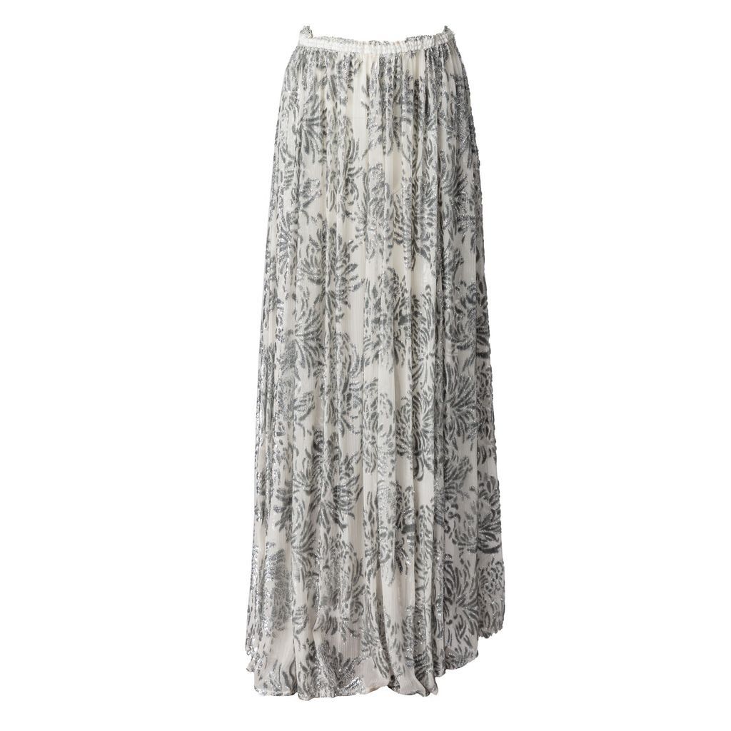 Women's Grace - Silver Fairy Dust 100% Silk Maxi Skirt One Size Harlow Loves Daisy