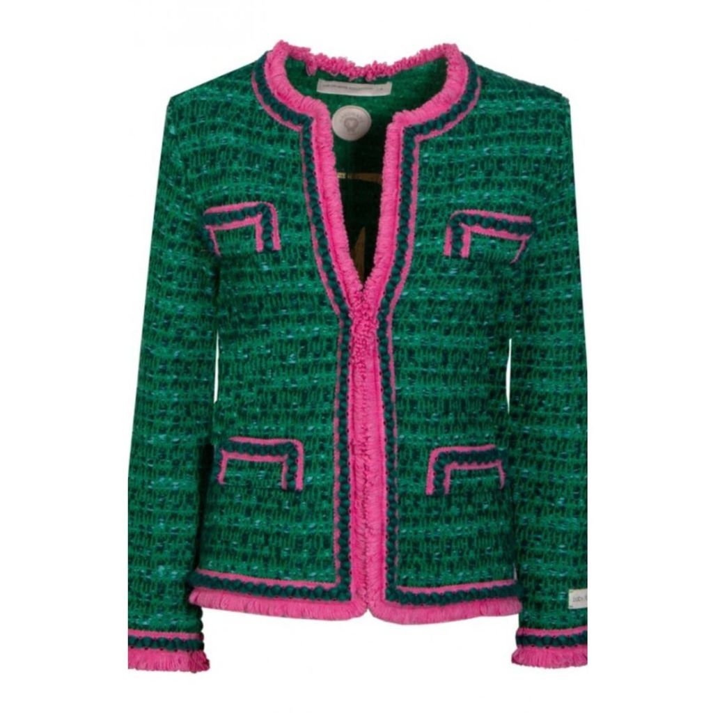 Women's Green / Pink / Purple Alpaca Merino Wool Classic Tweed Jacket Mafalda - Green, Pink & Purple Small The Extreme Collection
