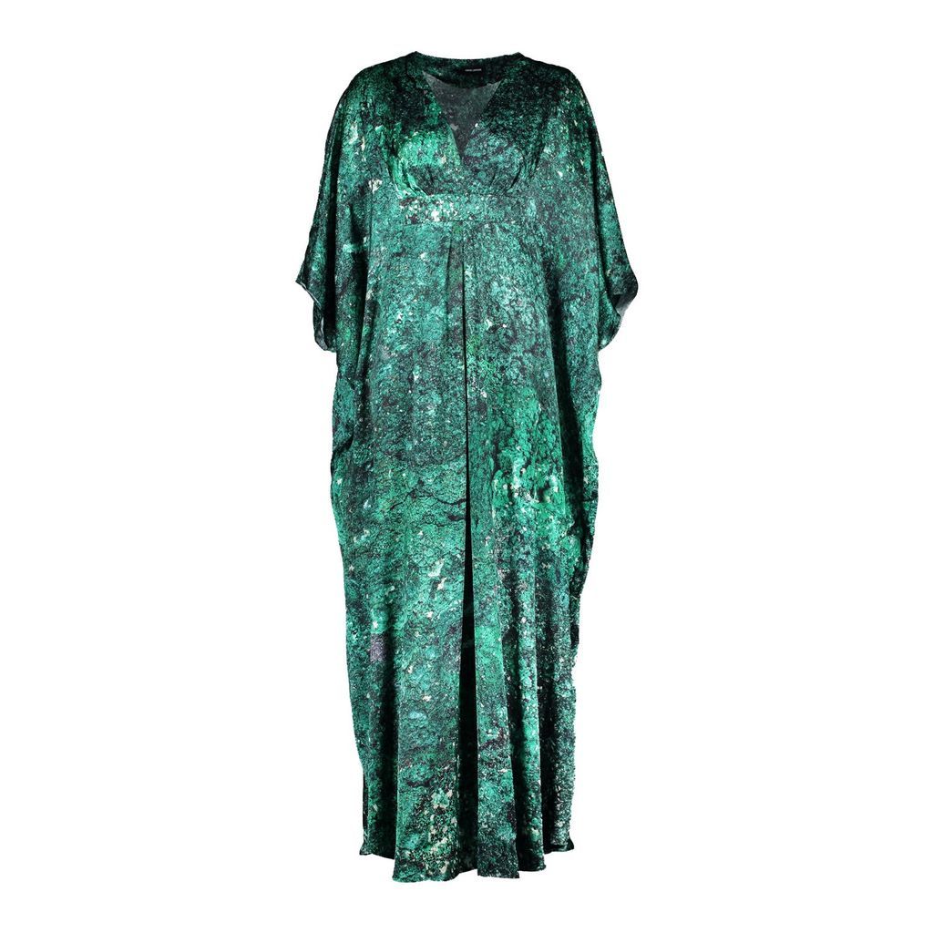 Women's Green Dunaway Malachite 100% Silk Kaftan One Size Märta Larsson