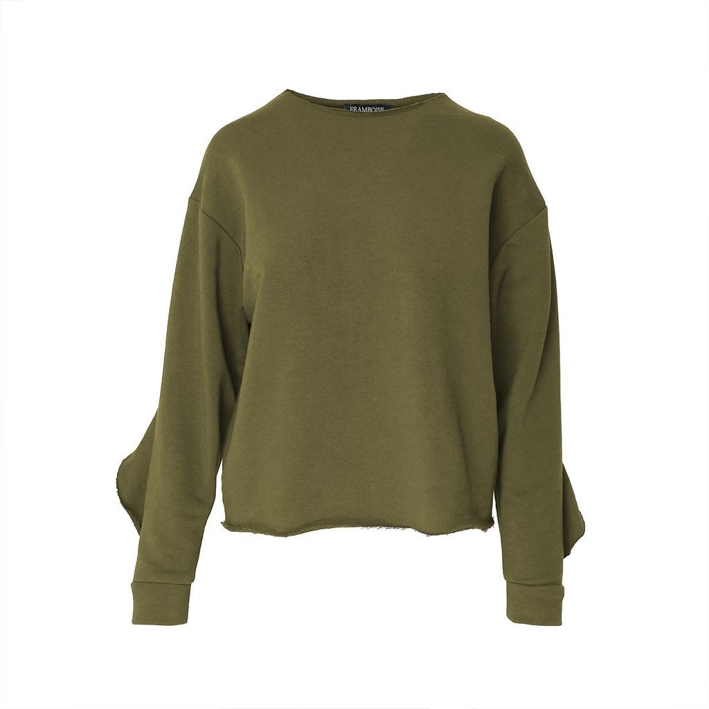Women's Green Edina Khaki Cotton Sweatshirt Extra Small Framboise