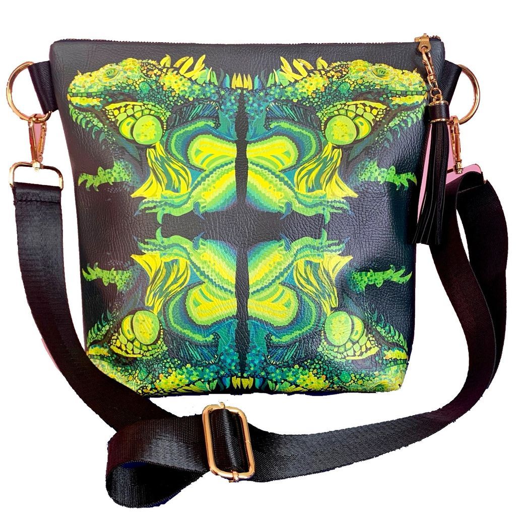 Women's Green Iguana Vegan Leather Handbag Chloe Croft London Limited