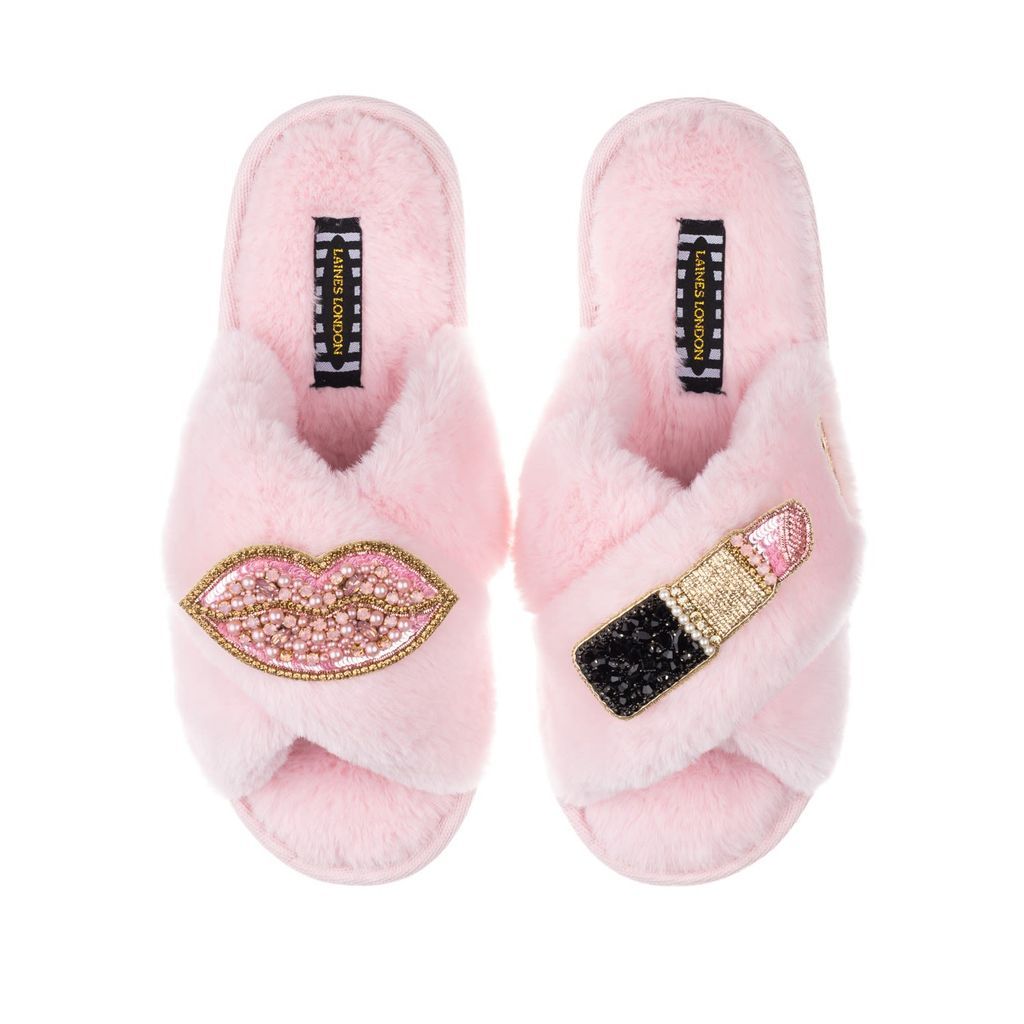 Women's Pink / Purple Classic Laines Slippers With Artisan Pink Pucker Up Brooches - Pink Small LAINES LONDON