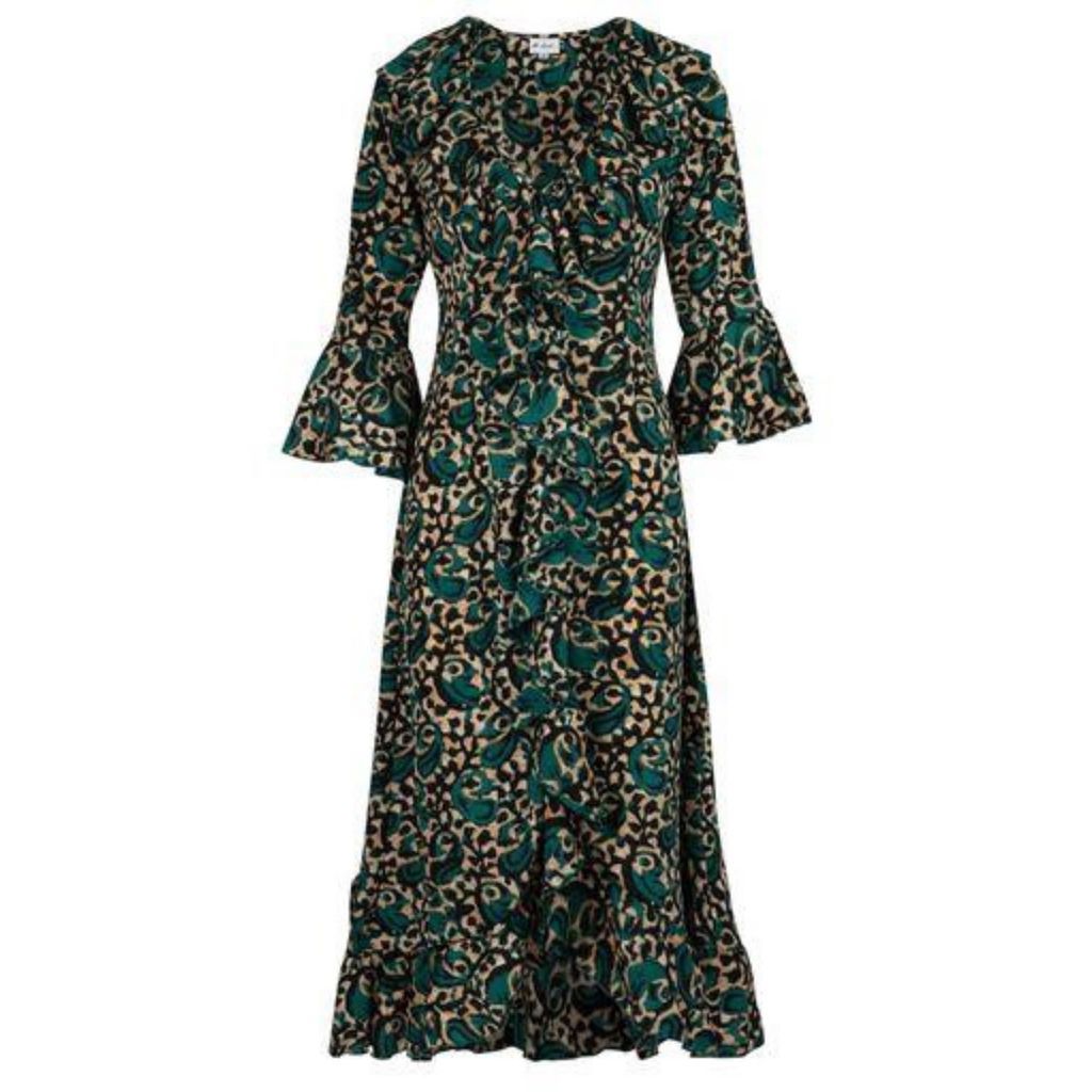 Women's Green Felicity Midi Dress Winter Pine Extra Small At Last...