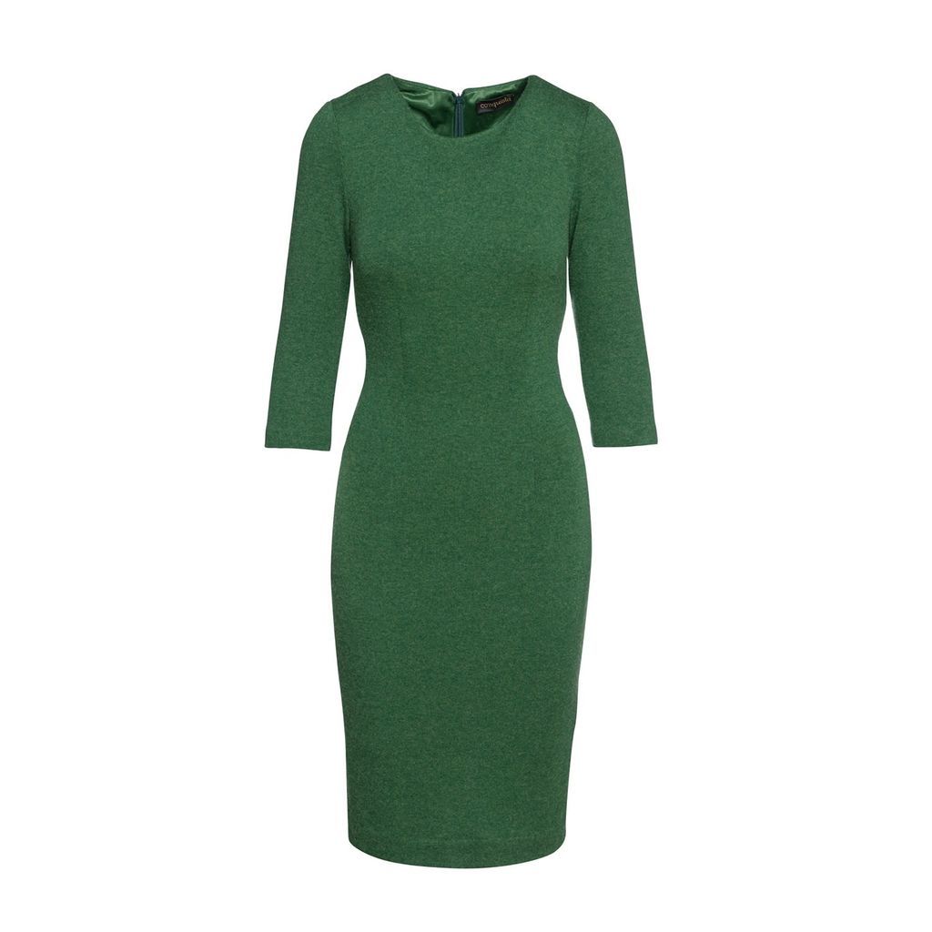 Women's Green Fitted Winter Knit Dress Stretch Fabric XXL Conquista