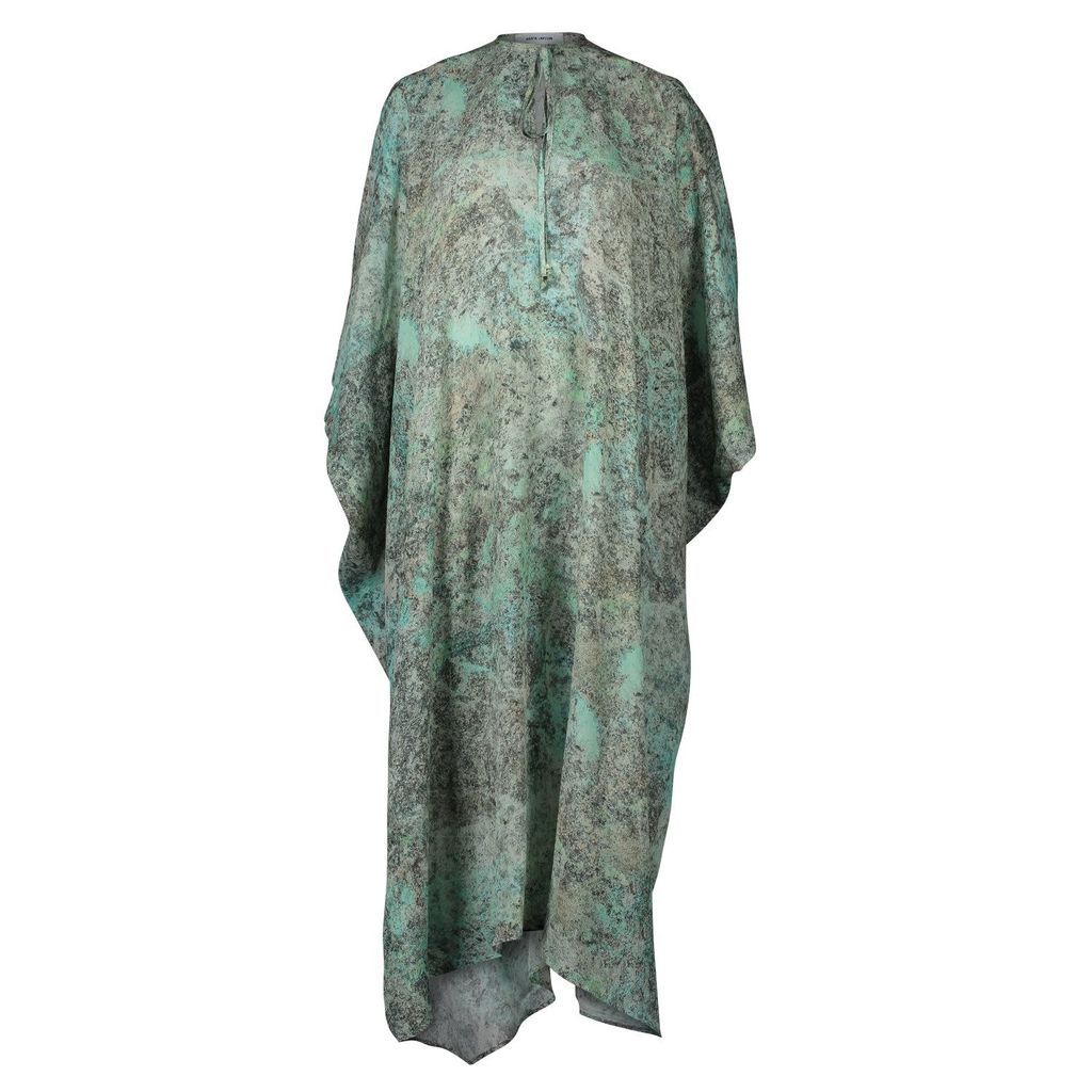 Women's Green Florence Aqua Silk-Viscose Relaxed Kaftan One Size Märta Larsson