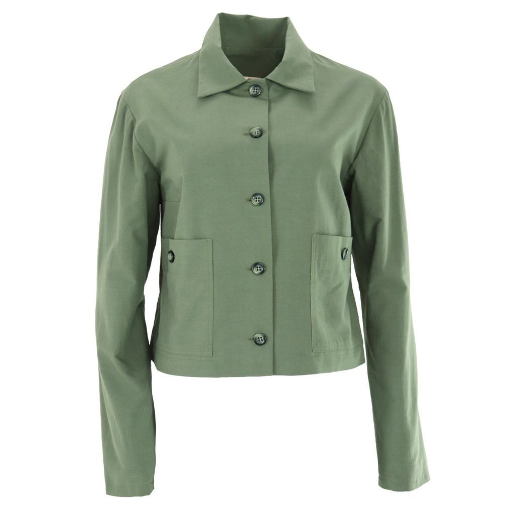 Women's Green Jacket With Patch Pockets Extra Small Gunda Hafner