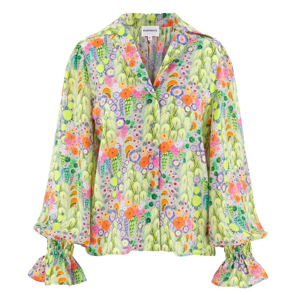Women's Green Maudie Shirt In Flowers Of The Nile Extra Small Klements
