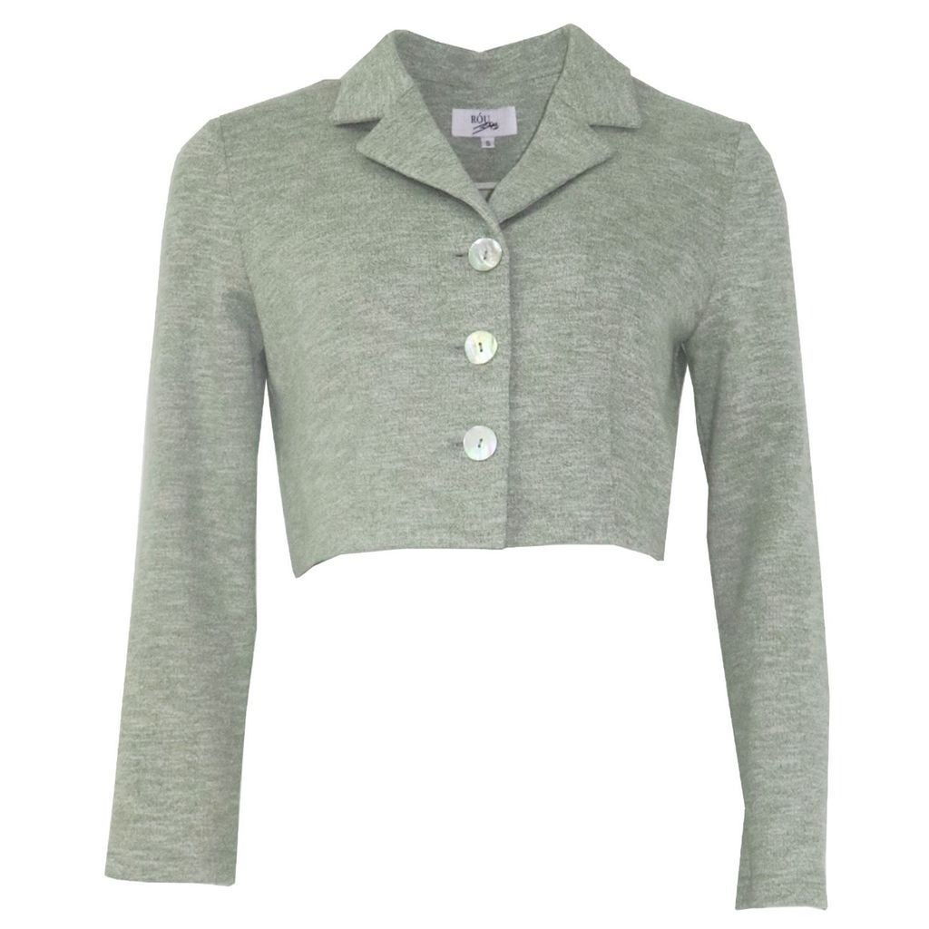 Women's Green Mia Collared Cropped Blazer - Heathered Mint Extra Small Róu So