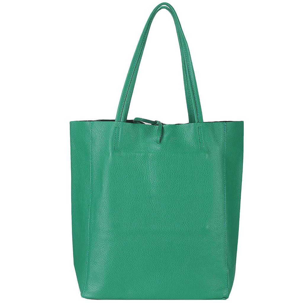 Women's Green Pebbled Leather Tote Shopper Bag Byxal Sostter