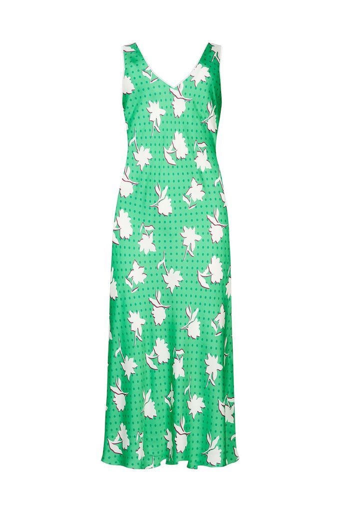 Women's Green Polka Dot Floral Slip Dress Extra Small Mirla Beane