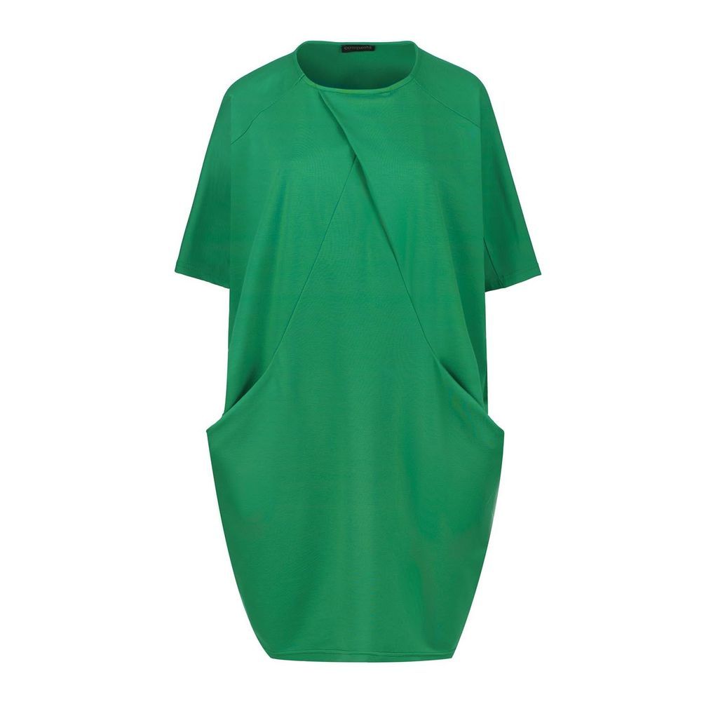 Women's Green Punto Di Roma Batwing Dress Medium Conquista