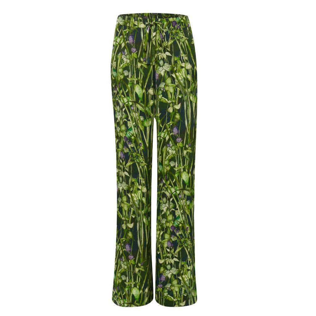 Women's Green Silk Trousers In Rivermint With Stripe Tall Extra Small Bertioli by Thyme