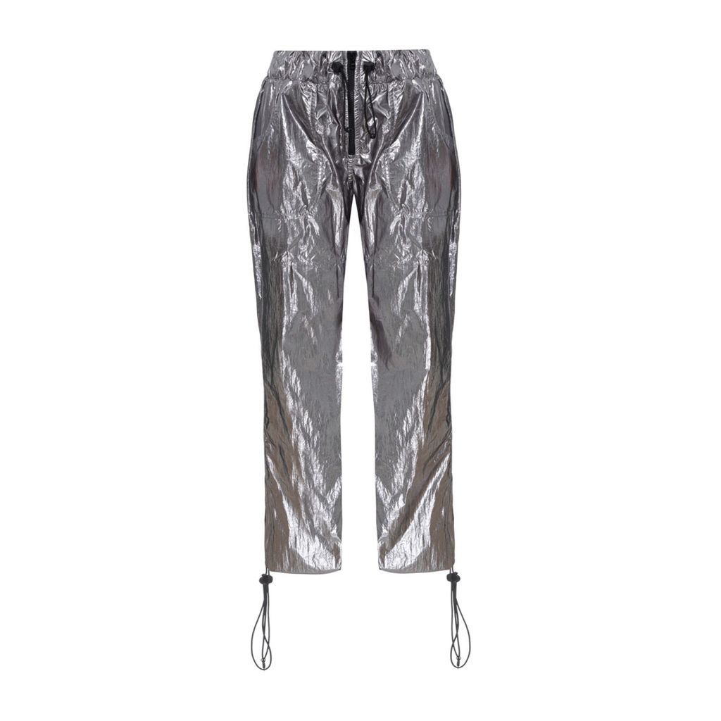 Women's Grey / Silver Metallized Nylon Pants Grafite Small Balletto Athleisure Couture