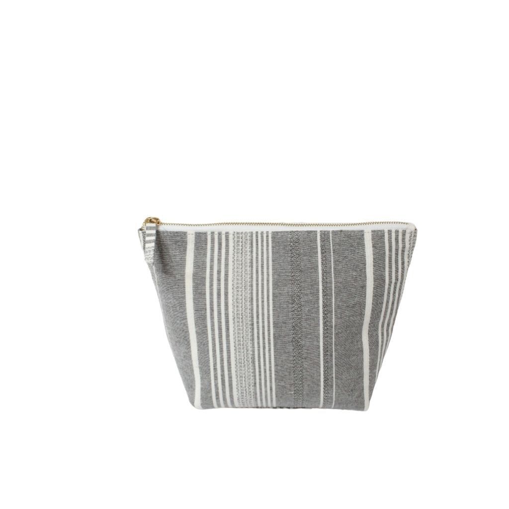 Women's Grey / White Sustainable Fabric Pouch - Grey With White Stripes One Size KAPDAA - The Offcut Company