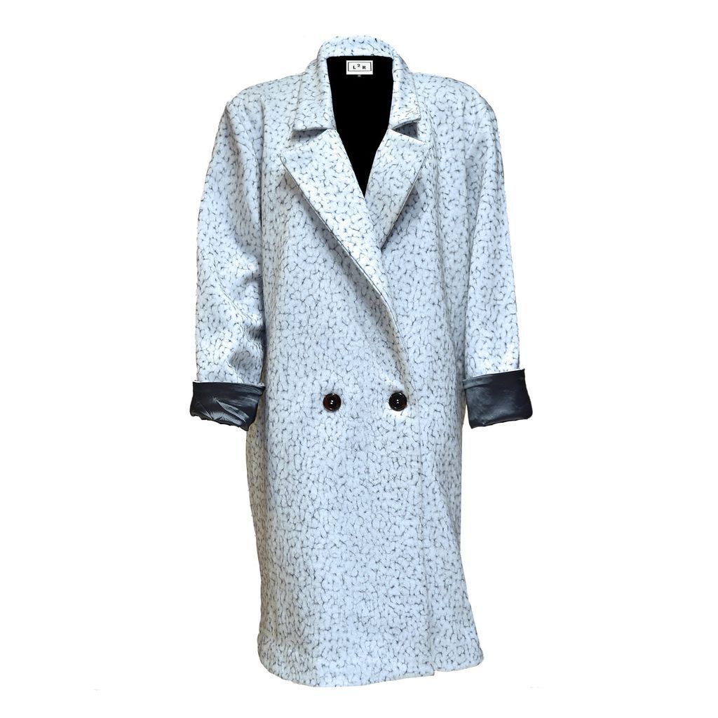 Women's Grey / White Textured Double-Breasted Coat In White & Grey L/Xl L2R THE LABEL