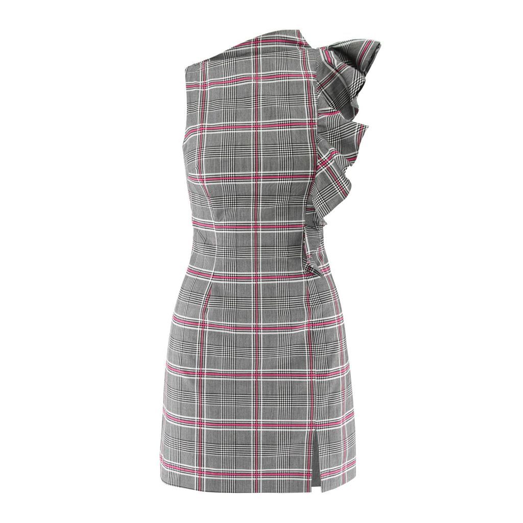 Women's Grey Asymmetrical Short Dress With Ruffle Xxs AVENUE No.29