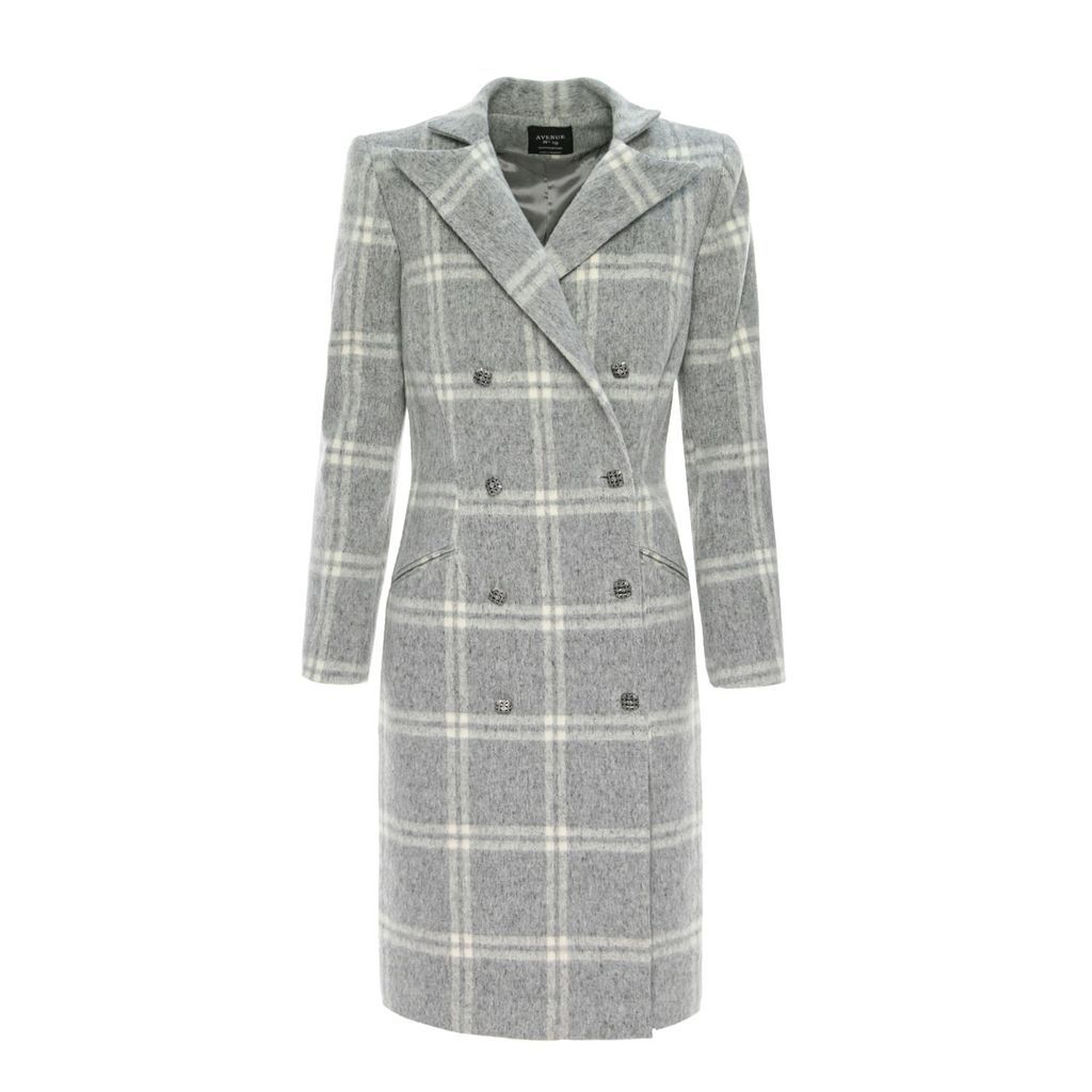 Women's Grey Check Wool Chester Coat Xxs AVENUE No.29