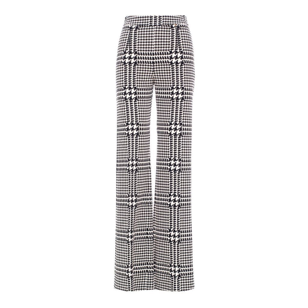 Women's Grey Check-Print High-Waisted Pants Extra Small Nissa
