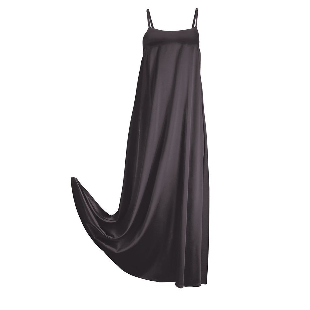 Women's Grey Classic & Elegant Floor Length Dress 'Aphrodite' In Magic Night Small Alas Silk Renata Ambrazieje