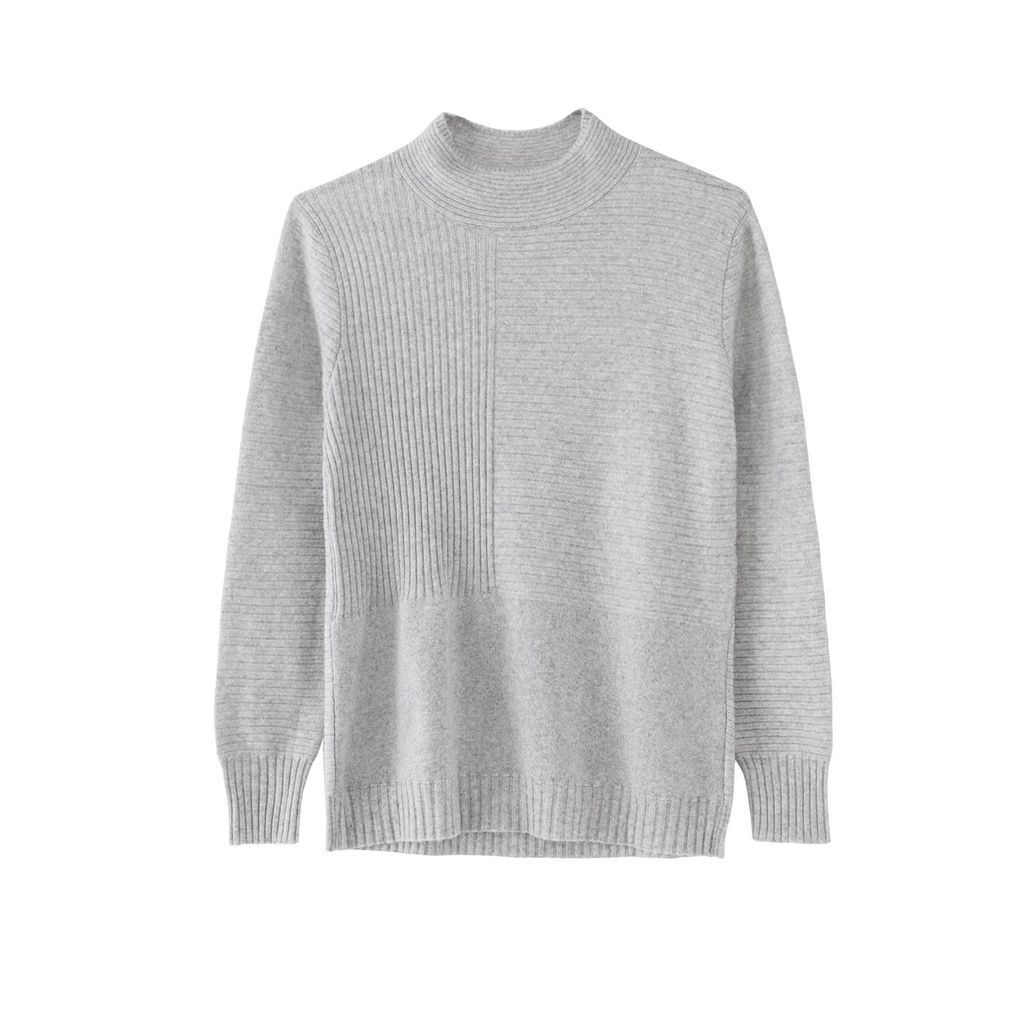 Women's Grey Knitted Turtleneck Cashmere Jumper Small Voya