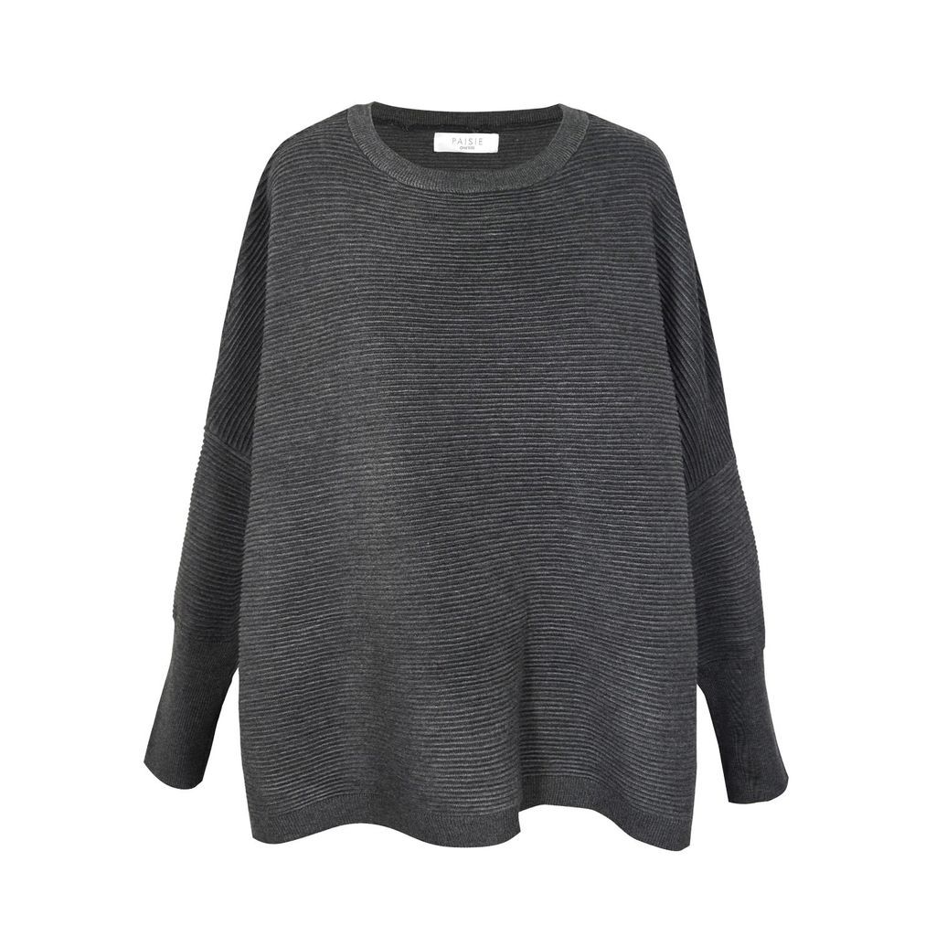 Women's Grey Paisie Ribbed Jumper In Charcoal S/M
