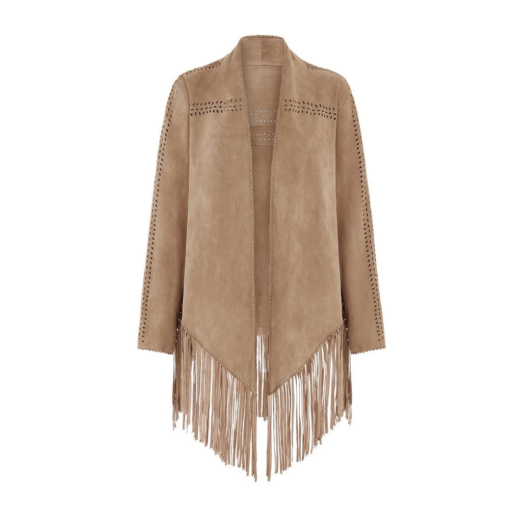 Women's Grey The Bardot Suede Jacket - Taupe House of Dharma