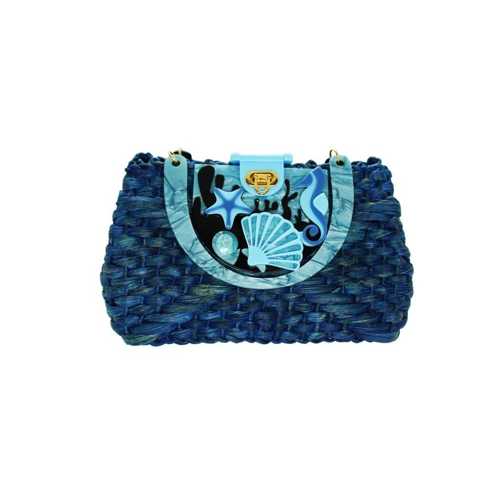 Women's Handmade Bag Straw Deep Sea Blue Gissa Bicalho