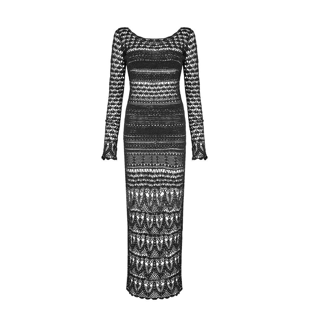 Women's Handmade Bohemian Artisan Crochet Dress 'Zita' In Midnight Black Xs/S Lily Phellera