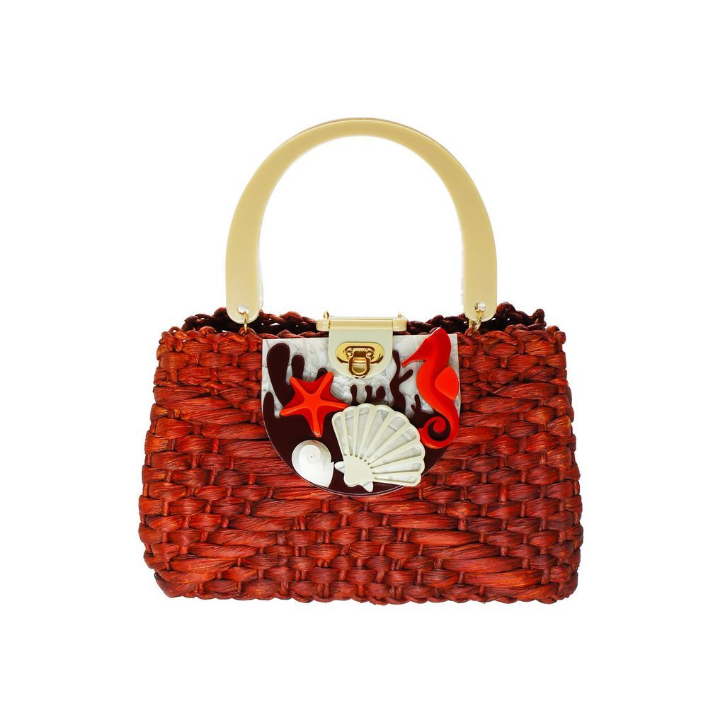 Women's Handmade Bag Straw Deep Sea Red Gissa Bicalho